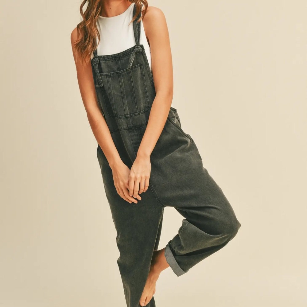 Black Washed Overalls